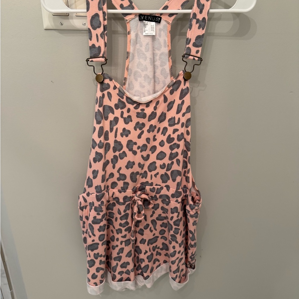 VENUS Pink and Gray Animal Print Romper
